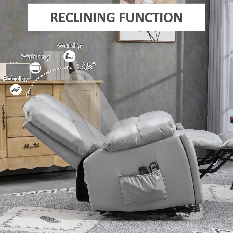 Charcoal Grey Reclining Armchair with Eight Massage Points for Ultimate Comfort