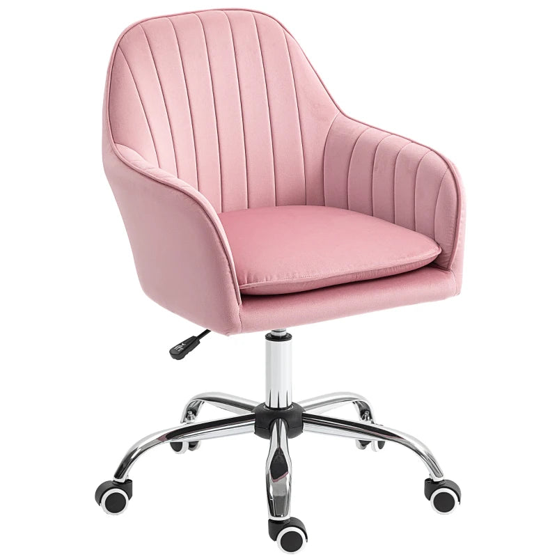 Stylish Dark Pink Velvet-Feel Tub Office Chair with Comfortable Seat Cushion - Perfect for Home or Office Decor