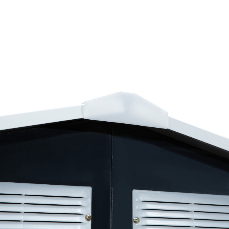 Black 7ft x 4ft Metal Shed With Ventilation Slots, Foundation Kit and Lockable Double Doors