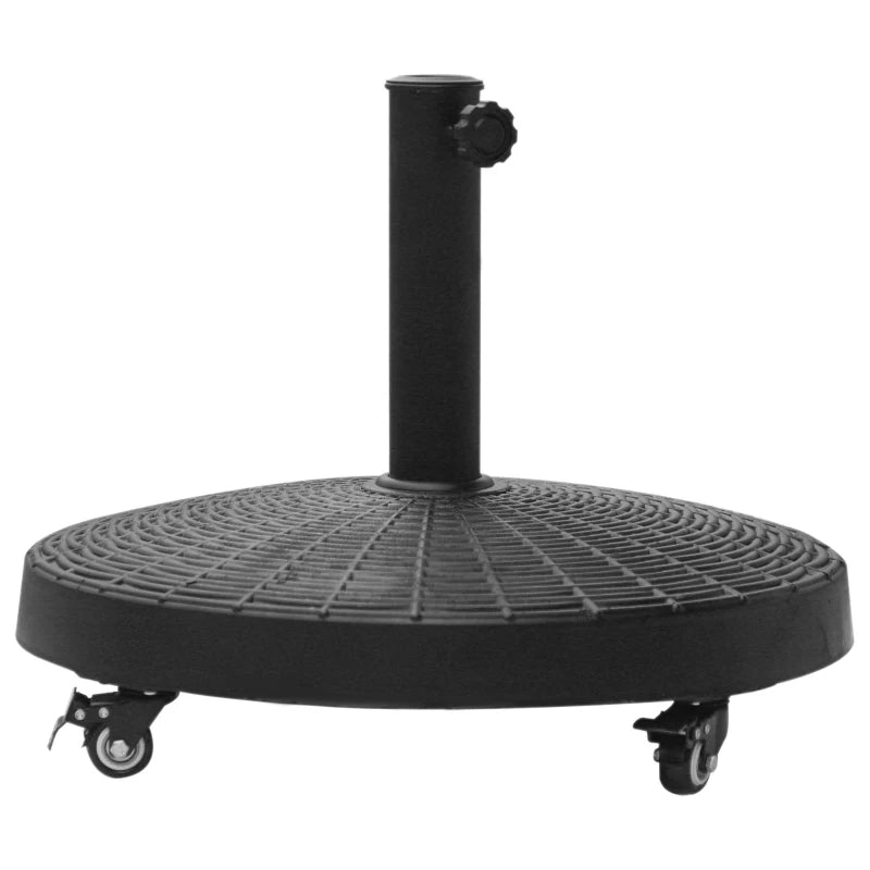 Black Resin Patio Umbrella Base with Wheels