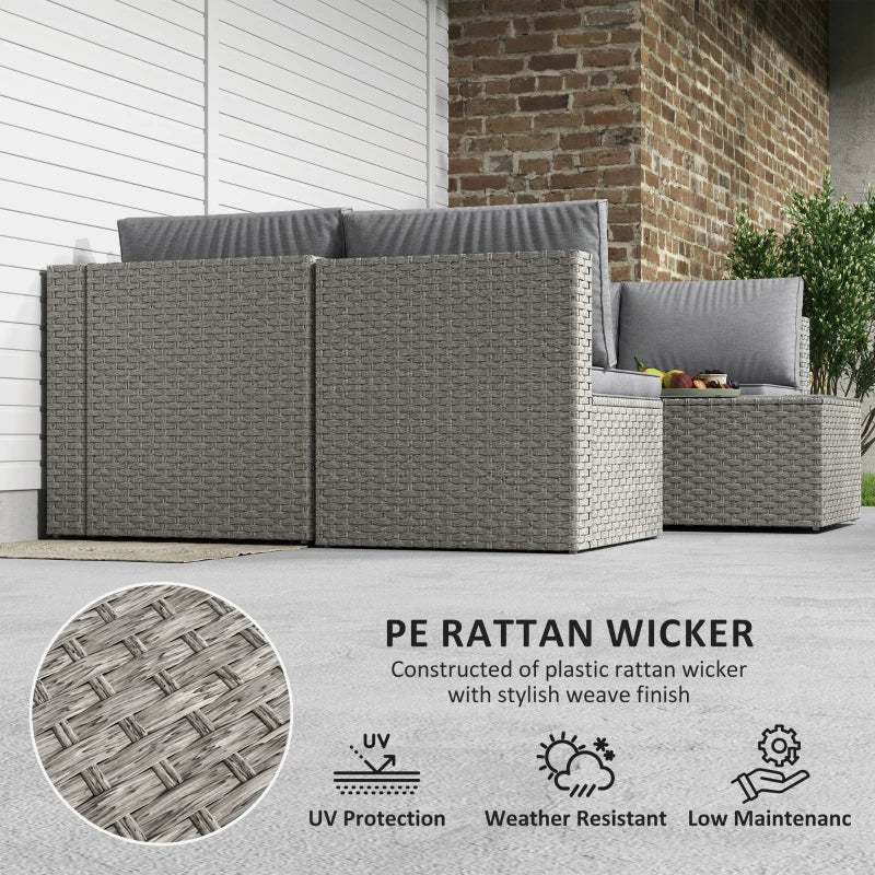 Grey Seven-Piece Modular Rattan Furniture Set for Outdoor Patio and Garden