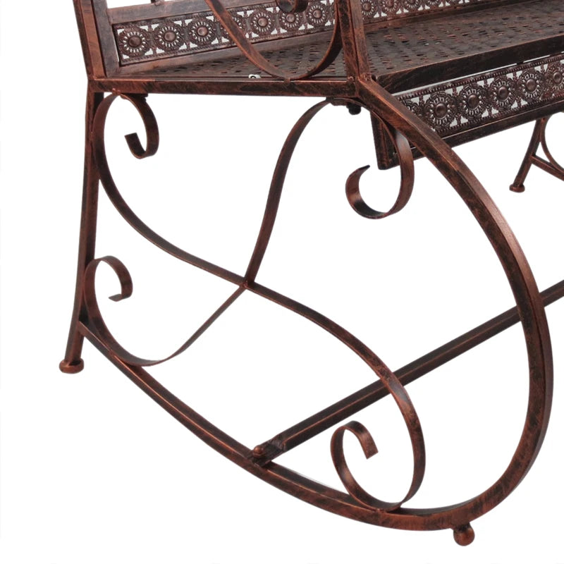 Bronze Red Iron Rocking Chair for Outdoor Use