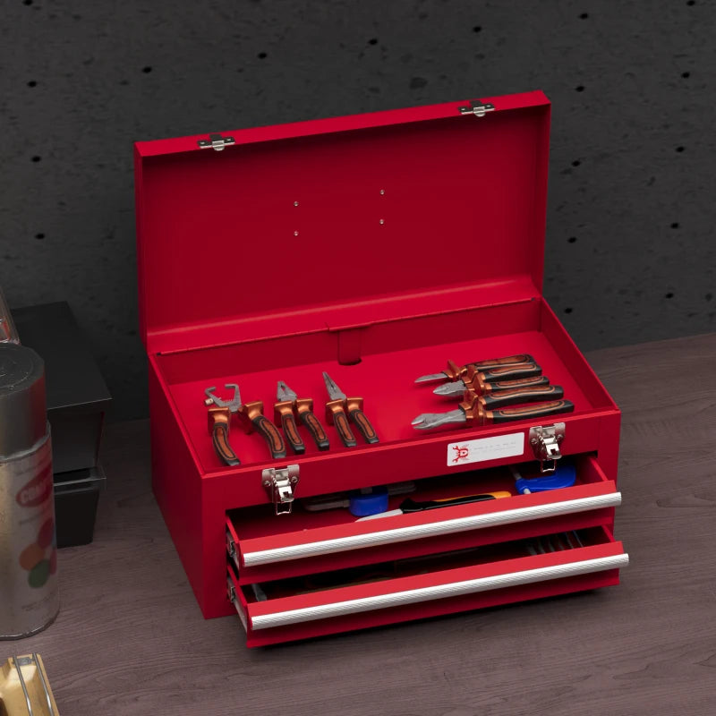 Lockable Metal Tool Box with Drawers