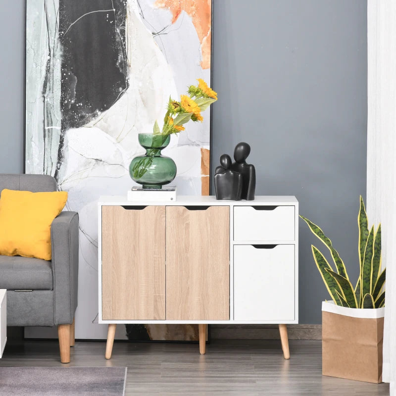 Natural Sideboard Floor Standing Storage Cabinet with Drawer - Stylish Organizer for Bedroom, Living Room & Home Office
