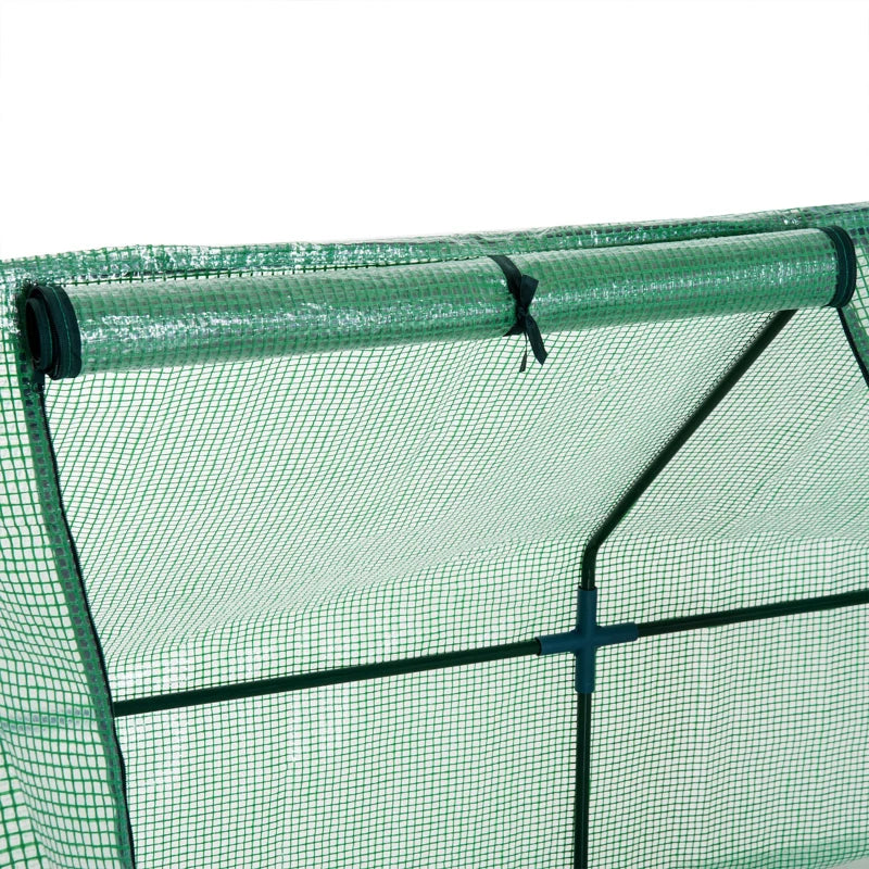 Green Steel Frame Mini Small Greenhouse with Zipped Window, 270 x 90 x 90 cm