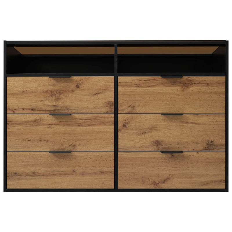 Anti-Tip Oak Sideboard Cabinet with Storage Drawers & Shelves - 120x40x80 cm Wooden Drawer Chest for Living Room