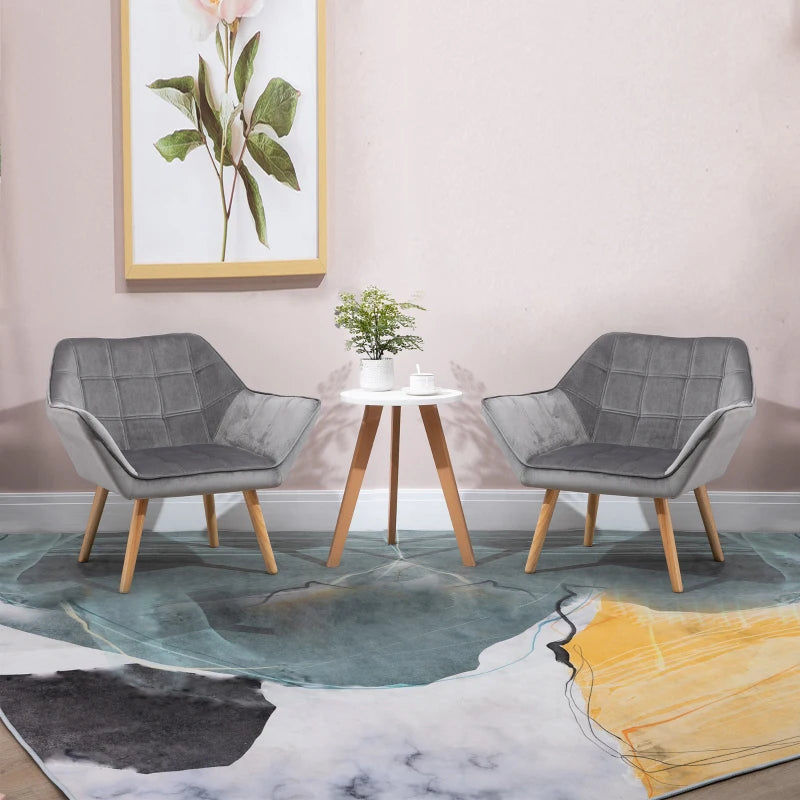 Stylish Accent Chair with Wide Arms and Slanted Back for Bedroom or Living Room Seating in Grey