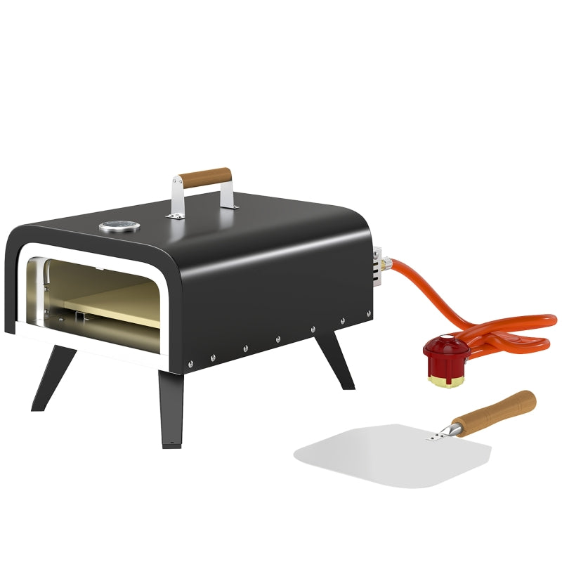 Portable Outdoor Gas Pizza Oven with 12" Stone, Thermometer, Foldable Legs, and Accessories