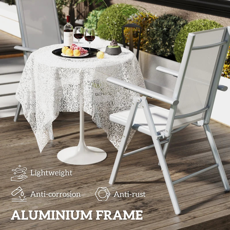 Set of Two Light Grey Aluminium Folding Chairs - Compact and Lightweight Design
