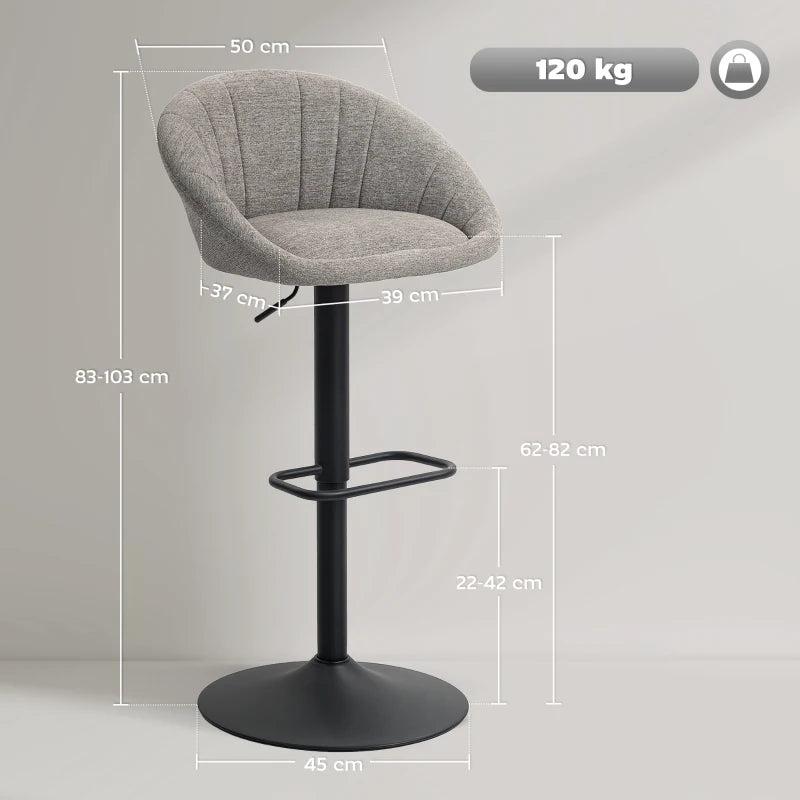 Set of 2 Grey Relaxed Tub Bar Stools - Modern Design, Comfortable Seating for Kitchen or Home Bar