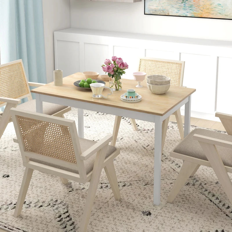Rustic Four-Seater Farmhouse-Style Wooden Dining Table - Perfect for Family Meals and Country Decor