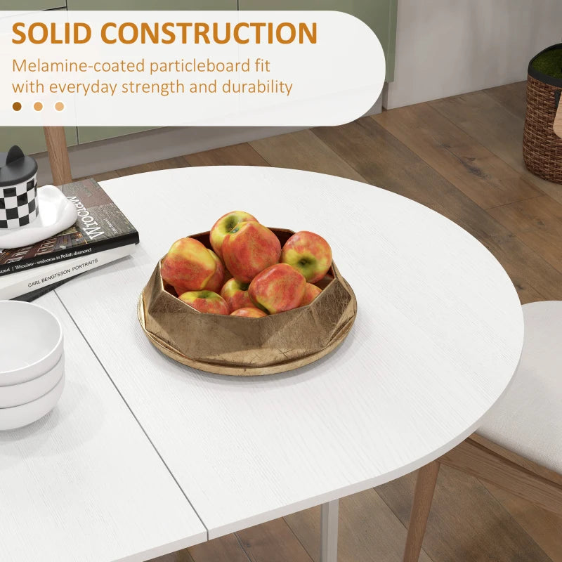 Folding Drop Leaf Dining Table for Small Spaces - Oval Ash Wood-Effect Tabletop for Dining Room