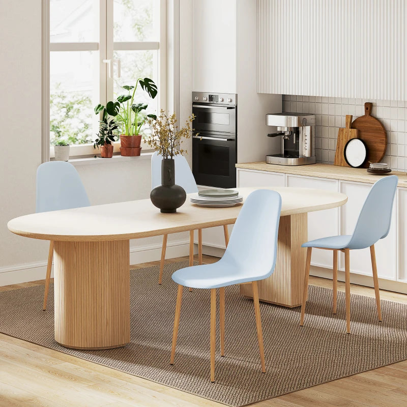 Modern Light Blue Dining Chairs Set of 4 - Stylish Kitchen Chairs with Backrest & Steel Legs for Dining Room & Living Room