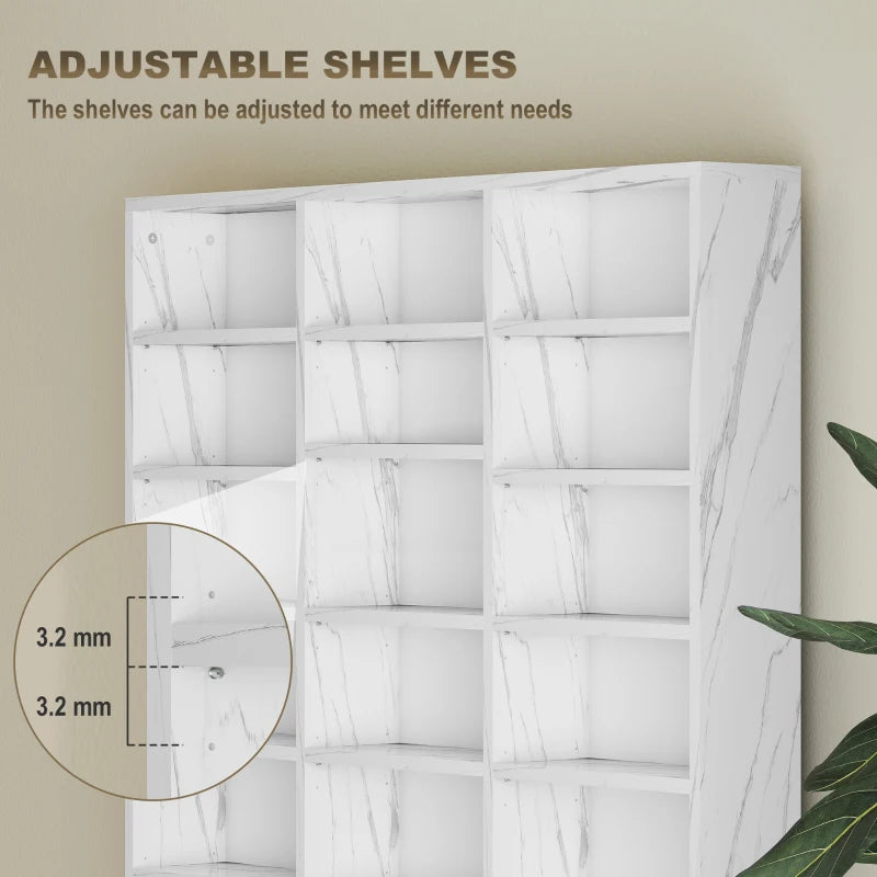 Adjustable CD Storage Unit with Marble Effect, 102 x 195 cm - Stylish and Functional Media Organizer