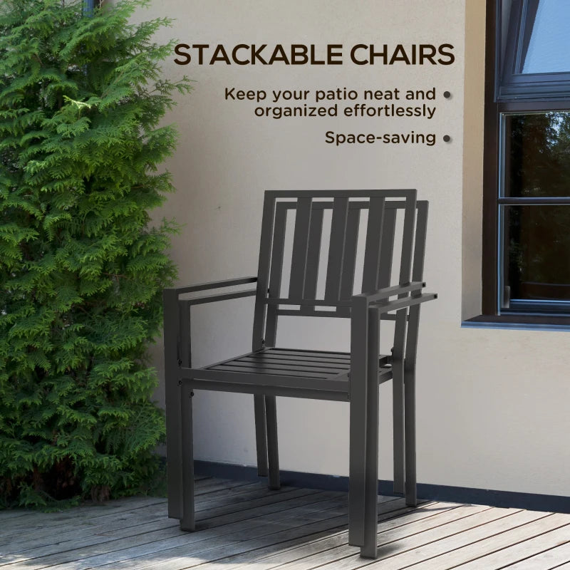 Black Metal Garden Chair Set - 2 Pack