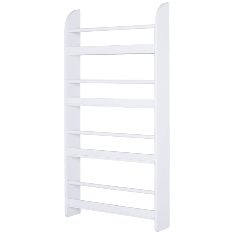 4-Tier Wall Mounted Bookshelf - 15cm Depth Storage Rack for Bedroom, Nursery, Office & Home - White