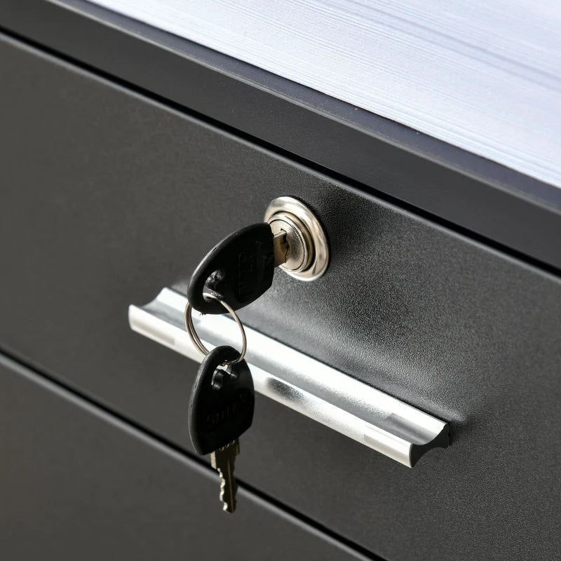 Vinsetto Lockable Two-Drawer Filing Cabinet on Wheels - Stylish Black Storage Solution for Home Office Organization