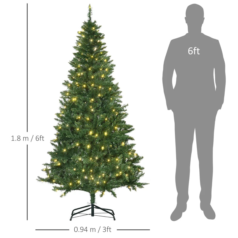 6FT Green Christmas Tree with Warm White LED Lights - Perfect Holiday Home Decoration for Festive Cheer