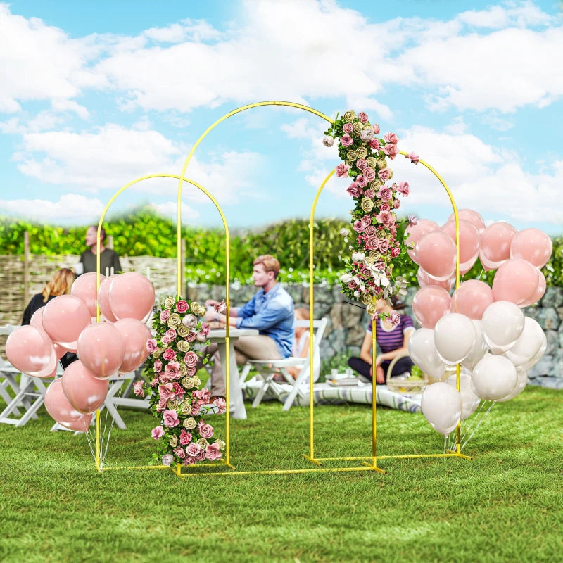 Metal Wedding Arch - 2.2m Gold Tone Backdrop Stand
