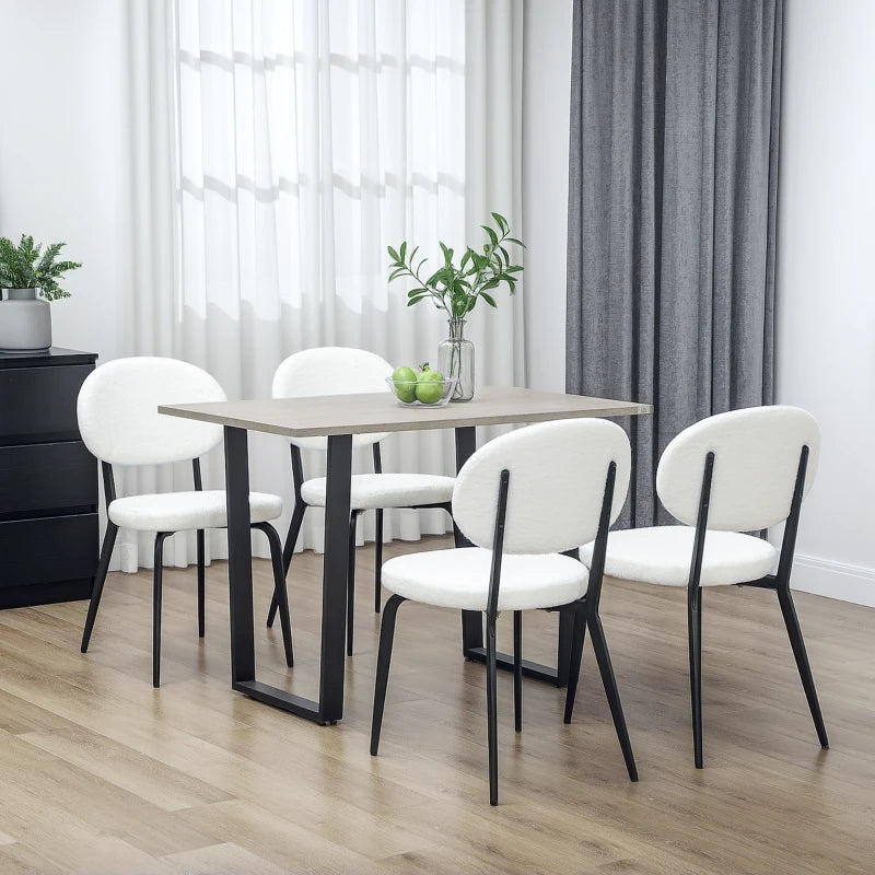 Set of 4 Modern White Boucle Dining Chairs - Stylish, Comfortable, and Durable for Dining Room or Kitchen