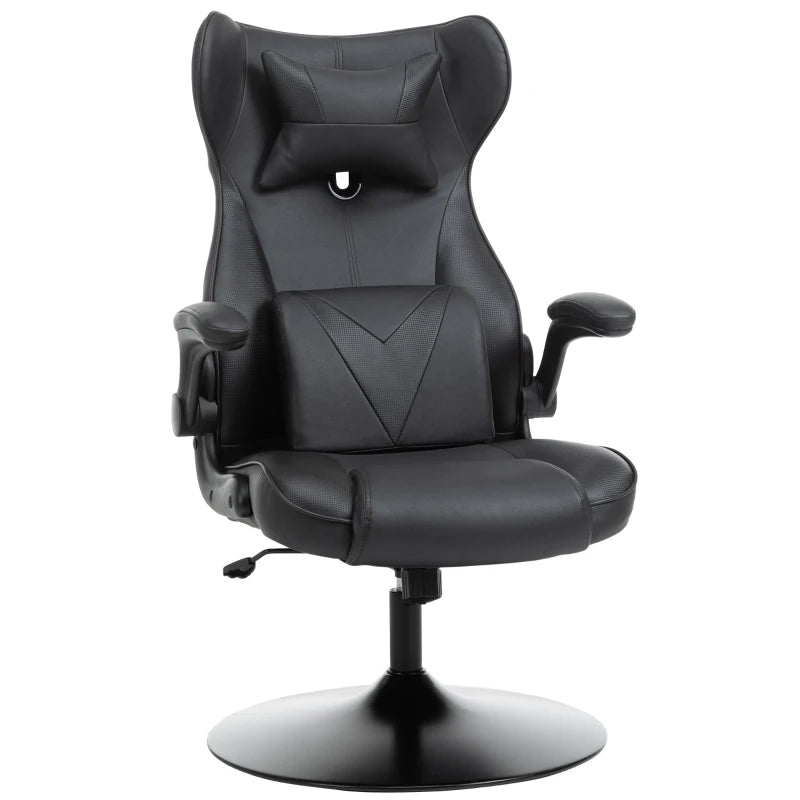 Vinsetto Racing Style Video Game Chair with Lumbar Support, Swivel Base, Flip-up Armrests & Headrest - Black Home Office Chair