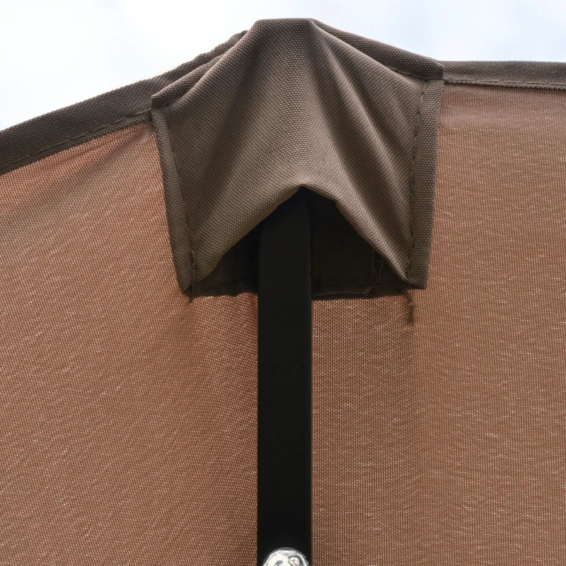 Double-Sided Khaki Garden Parasol with Solar LED Lights - 4.4m