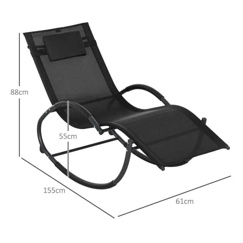 Black Zero Gravity Rocking Chair with Pillow