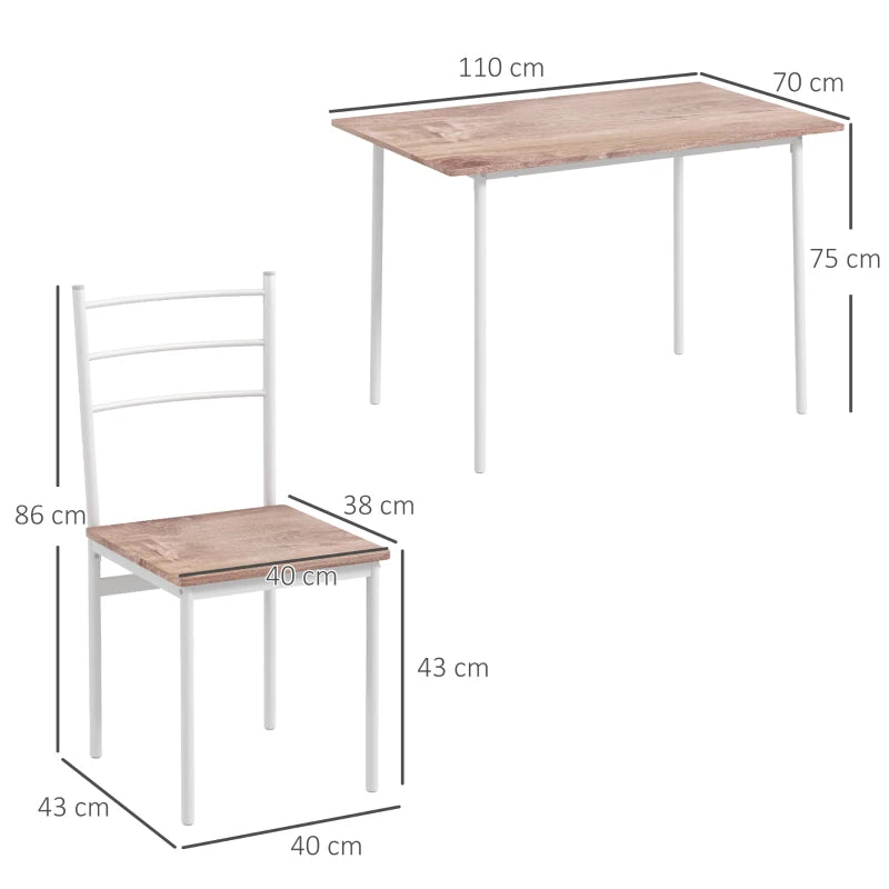 Stylish Five-Piece Compact Dining Table Set with Chairs - Modern Brown and White Design for Small Spaces