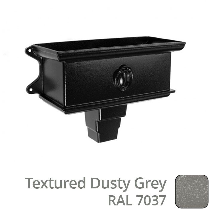 Alumasc 100 x 75mm (4"x3") Cast Aluminium Ornamental Hopper - 410 x 190 x 180mm - Textured Dusty Grey RAL 7037