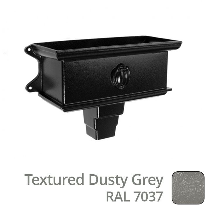 Alumasc 75 x 75mm (3"x3") Cast Aluminium Ornamental Hopper - 410 x 190 x 180mm - Textured Dusty Grey RAL 7037