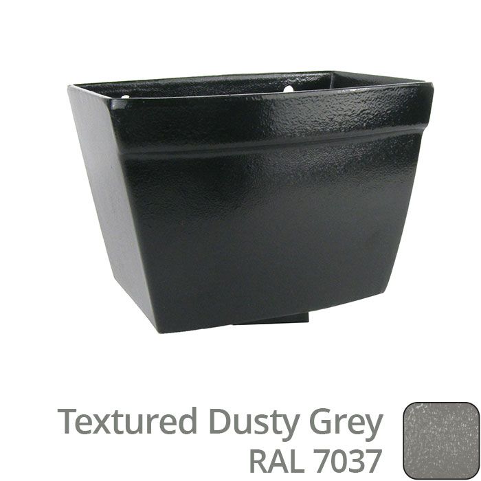 Alumasc 100 x 75mm (4"x3") Cast Aluminium Rectangular Hopper - 260 x 190 x 180mm - Textured Dusty Grey RAL 7037