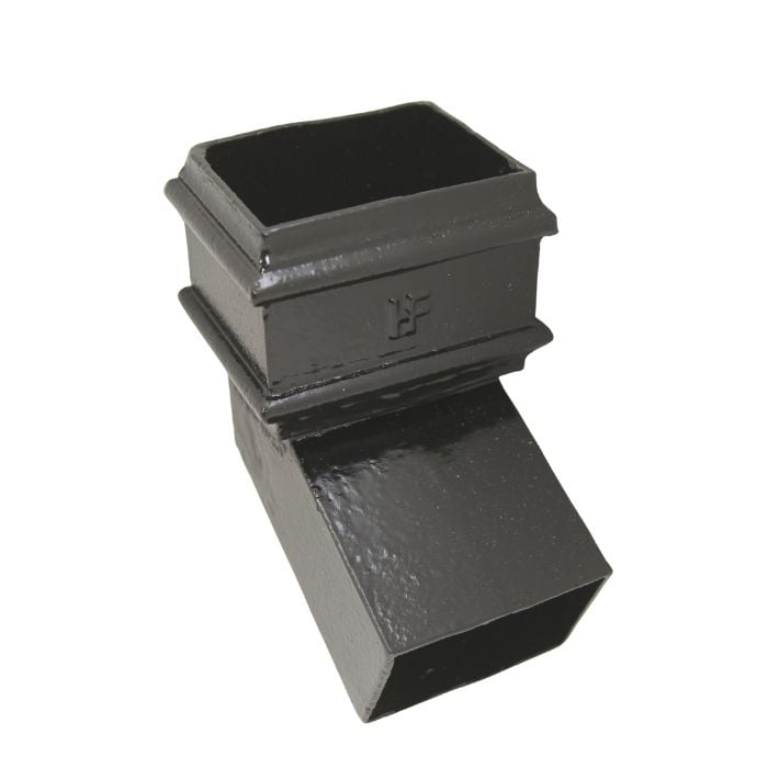 Hargreaves Cast Iron 125x70mm 112.5 Degree Rectangular Bend - Painted Black