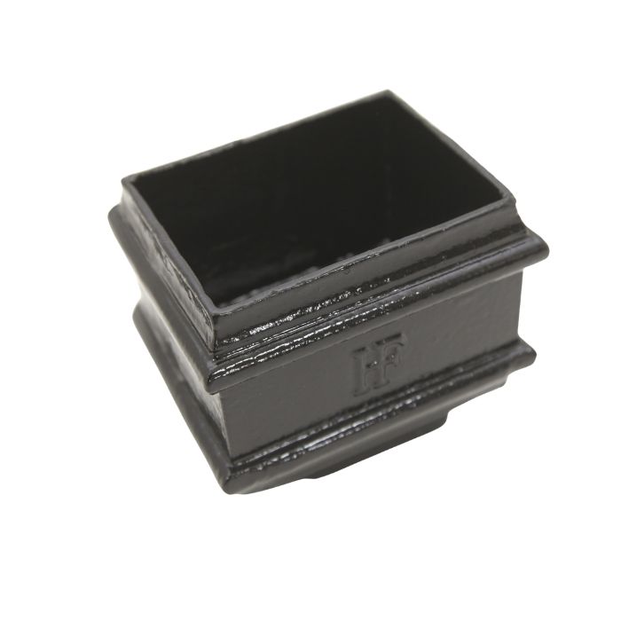 Hargreaves Cast Iron 100x75mm Rectangular to 65mm Round Connector - Painted Black