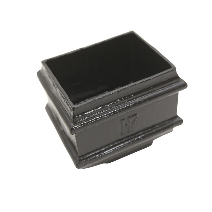 Hargreaves Cast Iron 100x75mm Rectangular to 100mm Round Connector - Painted Black