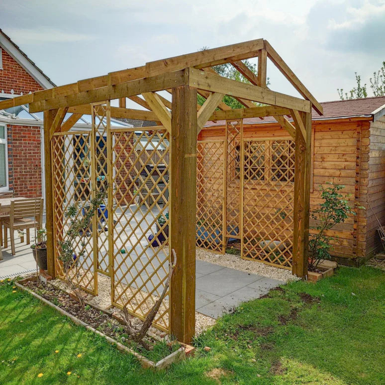 Ruby Wooden Apex Pergola with Open Roof & Overhang - Premium Outdoor Garden Structure