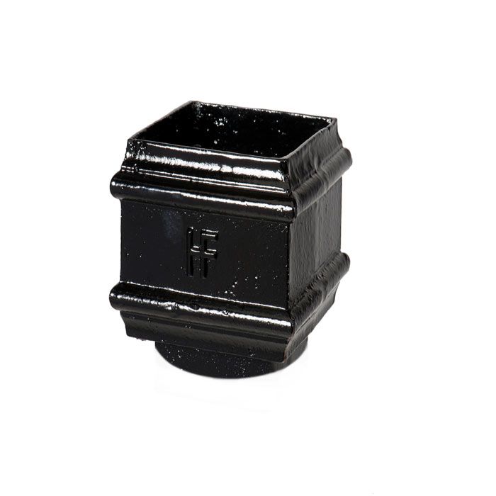 Hargreaves Cast Iron 100x100mm Square to 100mm Round Connector - Painted Black