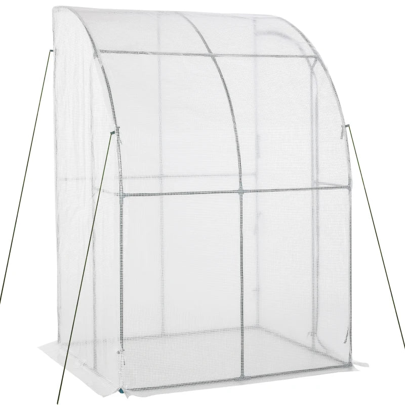 White Outdoor Walk-In Greenhouse with Zippered Door, 143x118x212cm