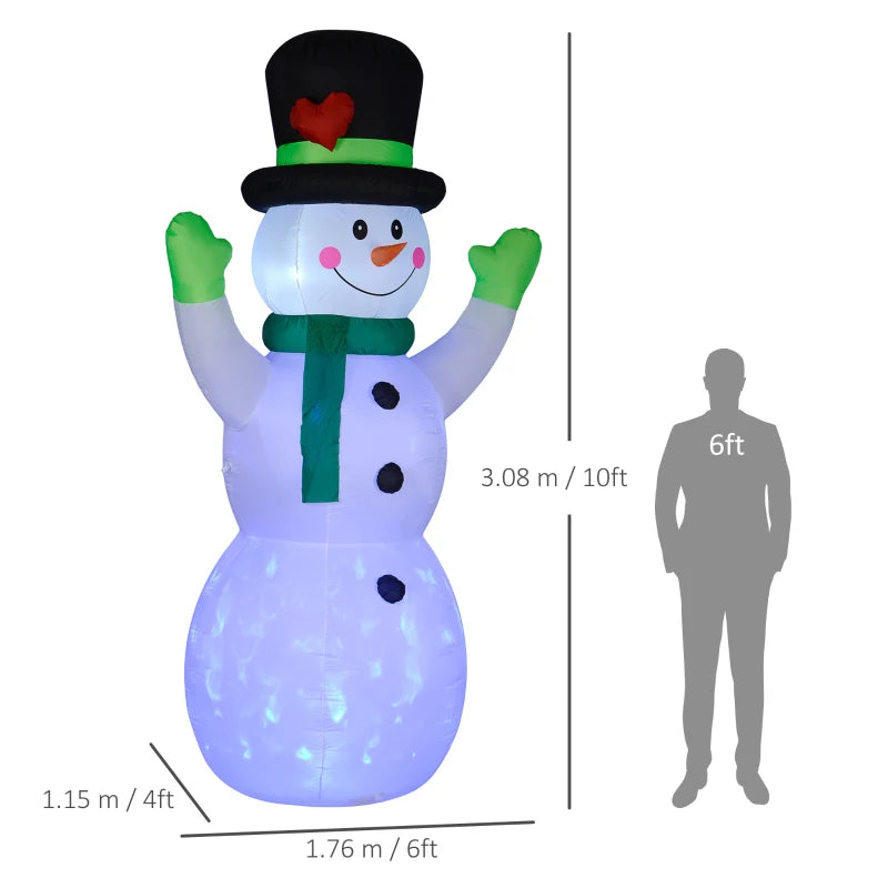 10ft Inflatable Snowman Christmas Decoration with Accessories - Perfect Holiday Outdoor Decor for Festive Winter Celebrations