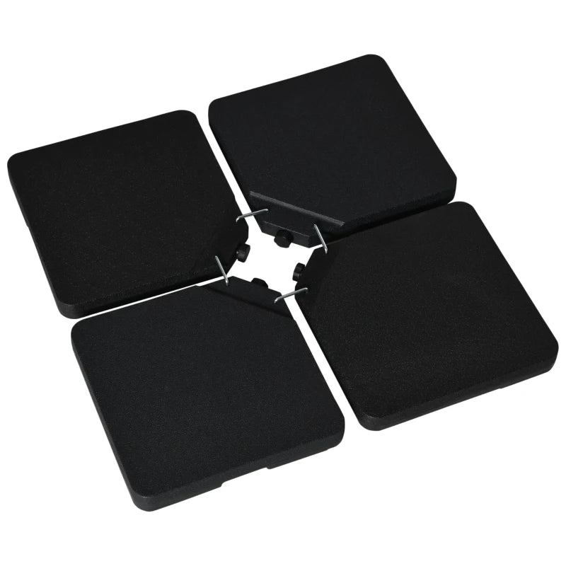 4-Piece Black Plastic Cantilever Parasol Base - Durable and Stable Outdoor Umbrella Stand