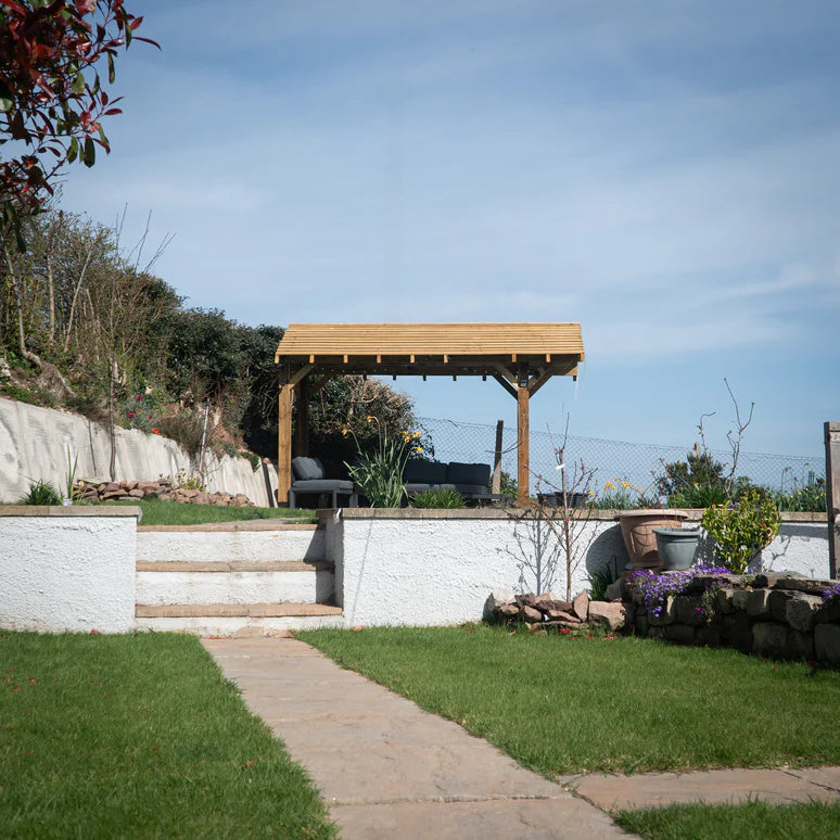 Ruby Wooden Apex Gazebo with Treated Featheredge Roof & Overhang - Premium Garden Gazebo