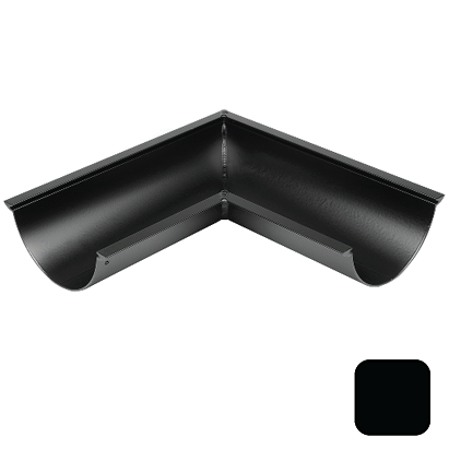 115mm (4.5") SnapFix Aluminium Half Round 90 Degree Gutter Angle - RAL 9005M Matt Black