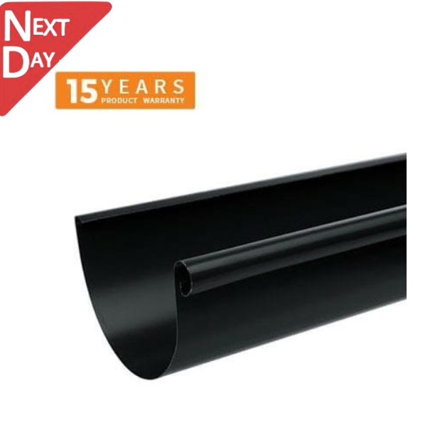 115mm Half Round Black Coated Galvanised Steel Gutter 3m Length