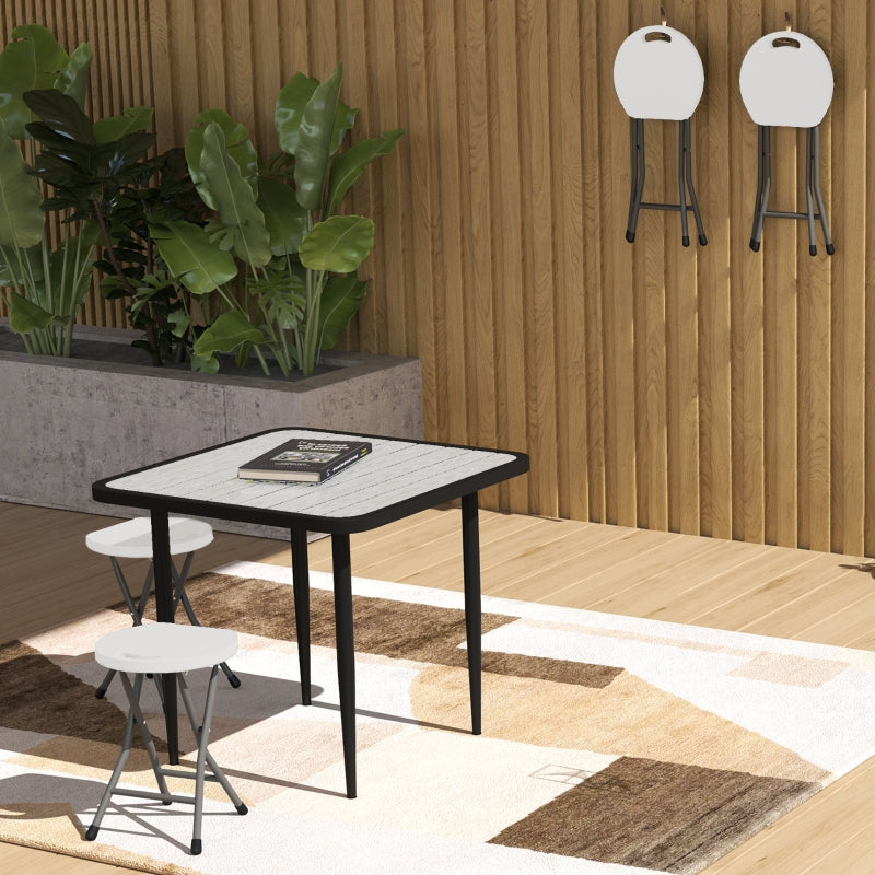 Set of Four White Folding Carry Stools - Compact and Lightweight Design