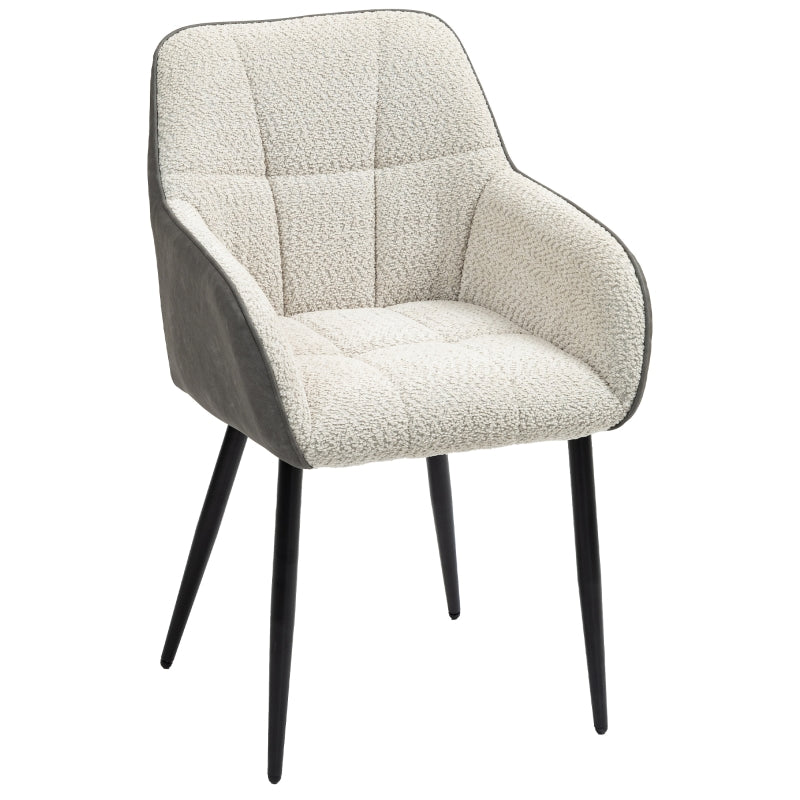 Upholstered Accent Chair with Foot Pads, Chenille Fabric Front and PU Back, Ideal for Living Room or Bedroom, Cream White