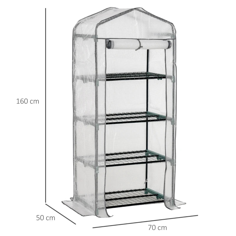 Compact Green 4-Tier Portable Plant Grow Shed 160x70x50cm