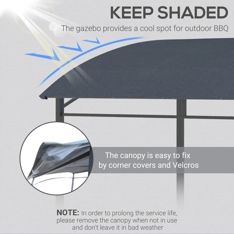 Dark Grey BBQ Grill Gazebo Tent with Metal Frame and Curved Canopy