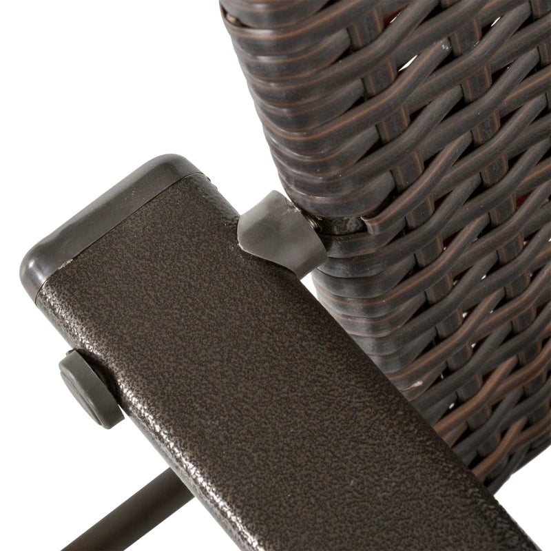 Set of 4 Brown Folding Rattan Chairs - Stylish Outdoor Seating for Patio, Garden, and Events