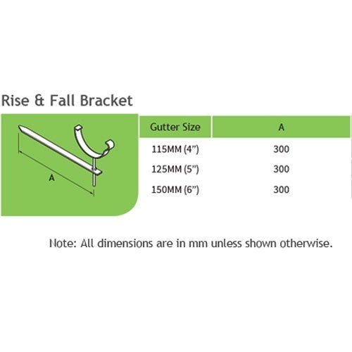 115mm Half Round Galvanised Steel Rise & Fall Bracket