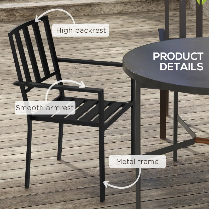 Black Metal Garden Chair Set - 2 Pack