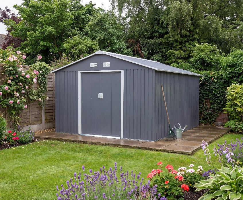 13 x 11ft Corrugated Metal Garden Storage Shed